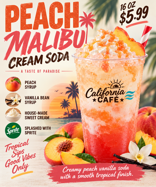 Peach Malibu Cream Soda.