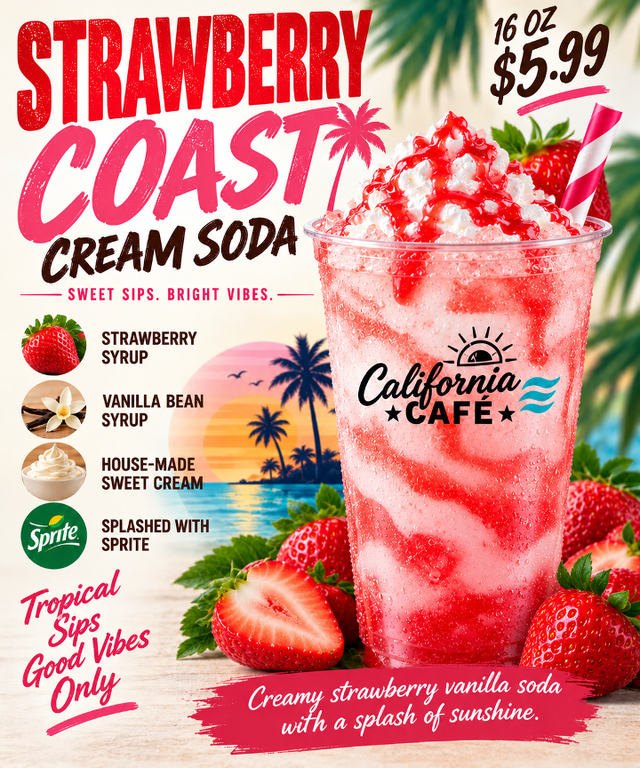 Strawberry Coast Cream Soda.