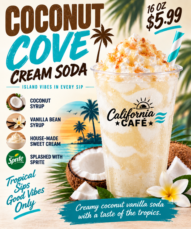 Coconut Cove Cream Soda.