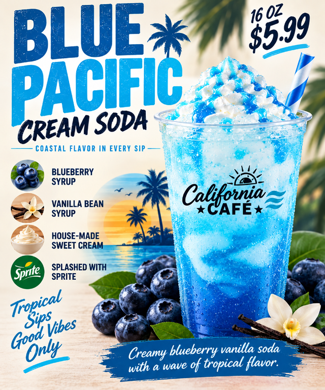Blue Pacific Cream Soda.